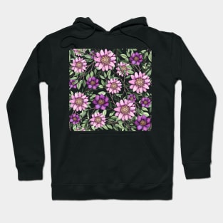 Purple Flowers and Green Foliage Hoodie